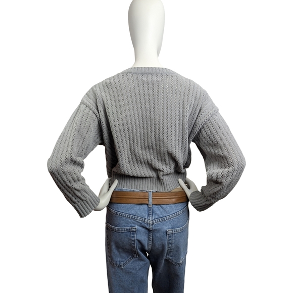 Soft Chenille Cropped Green Sweater | Minimalist Knit | Size S - Picture 4 of 7